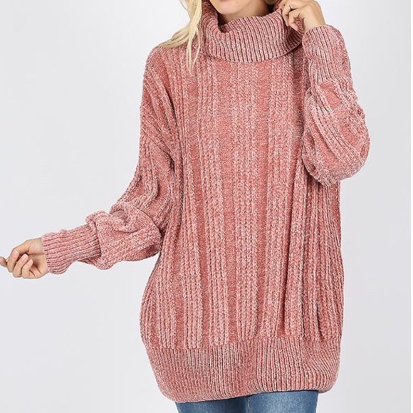 Zenana Outfitters Sweaters - 🆕 LAST ONE!!! Ash Rose Chenille Cowl Neck Sweater